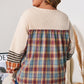 Parchment Plus Size Waffle Colorblock Striped Plaid Patchwork Half Button Pullover
