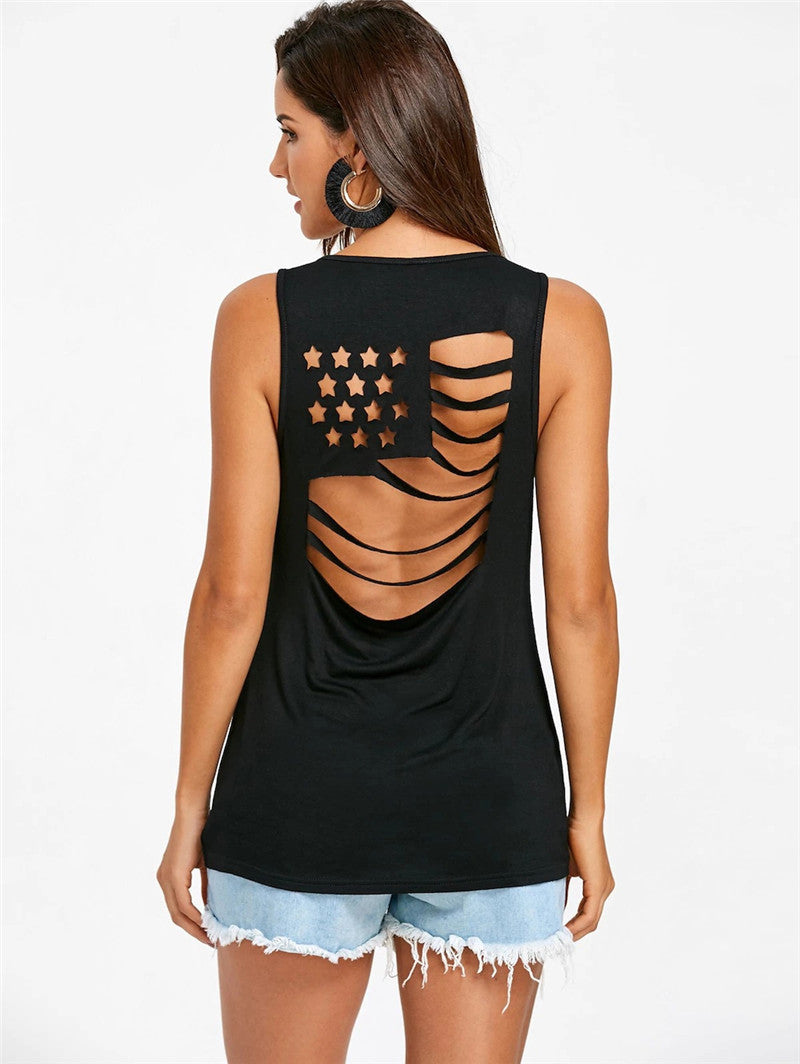 Solid Color Cutout Tank Top