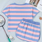 Stripe Dolman Tee Drawstring Skort Athletic 2pcs Set