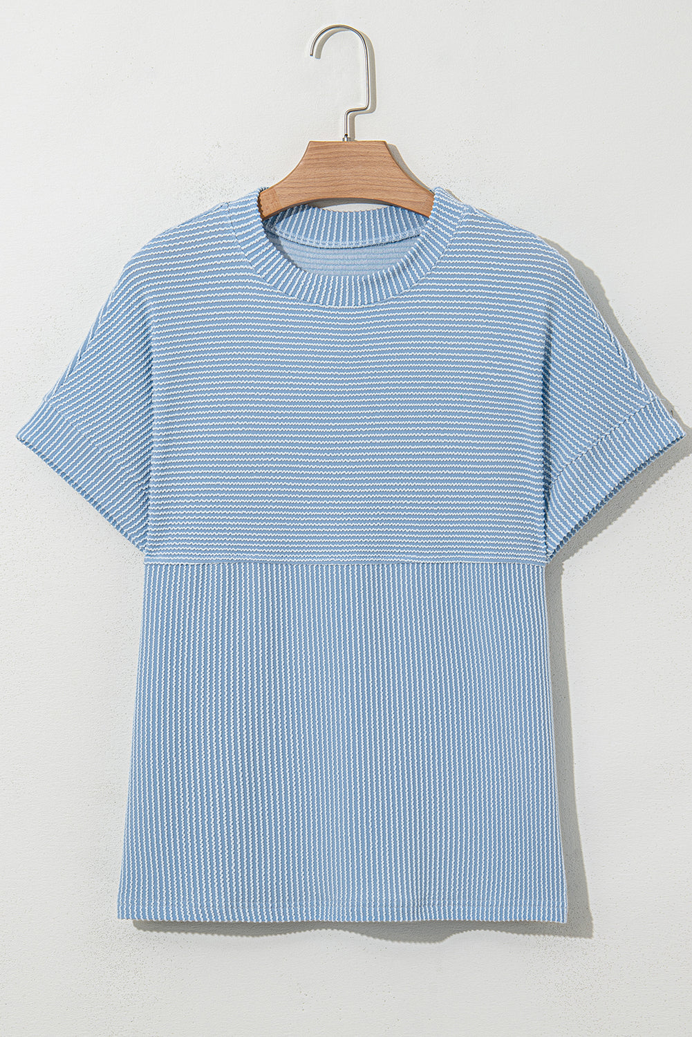 Corded Knit Mock Neck T Shirt