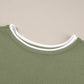 Contrast Trim Half Sleeve Top Drawstring Pants Loose 2pcs Sweater Suit