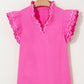 Contrast Scallop Trim Layered Short Sleeve V Neck Blouse