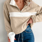 Fleece Colorblock Patchwork Zipped Neck Pullover Sweatshirt