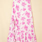 Boho Floral High Waist Ruffle Split Maxi Skirt