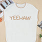 Knitted YEEHAW Stitch Edge Crew Neck Sweater T Shirt