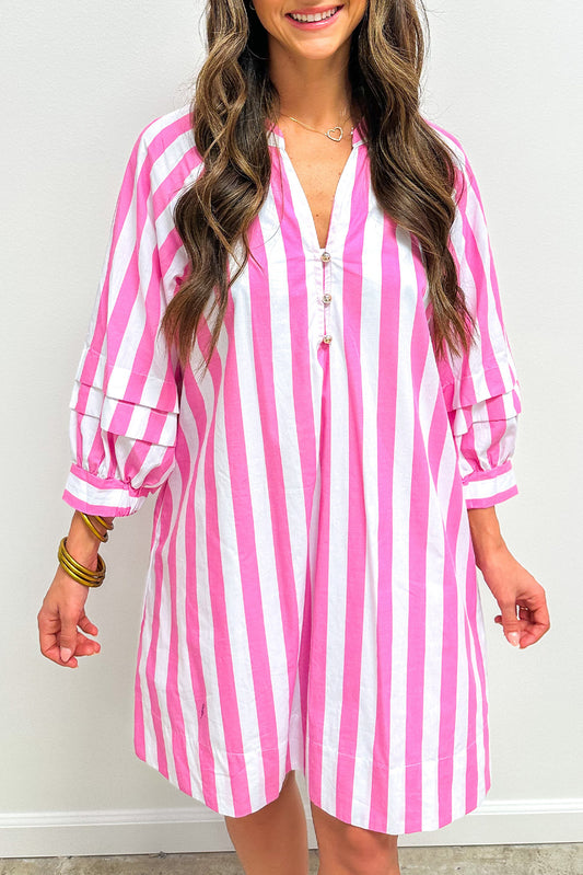 Bracelet Sleeve Buttons Loose Mini Dress