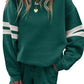 Varsity Striped Sleeve Drop Shoulder Sweatshirt and Short Set