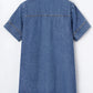 Short Sleeve Collared Patched Pocket Denim Mini Dress