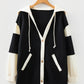 Patchwork Button Front Oversize Hoodie