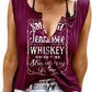 Printed V-neck Sleeveless T-shirt