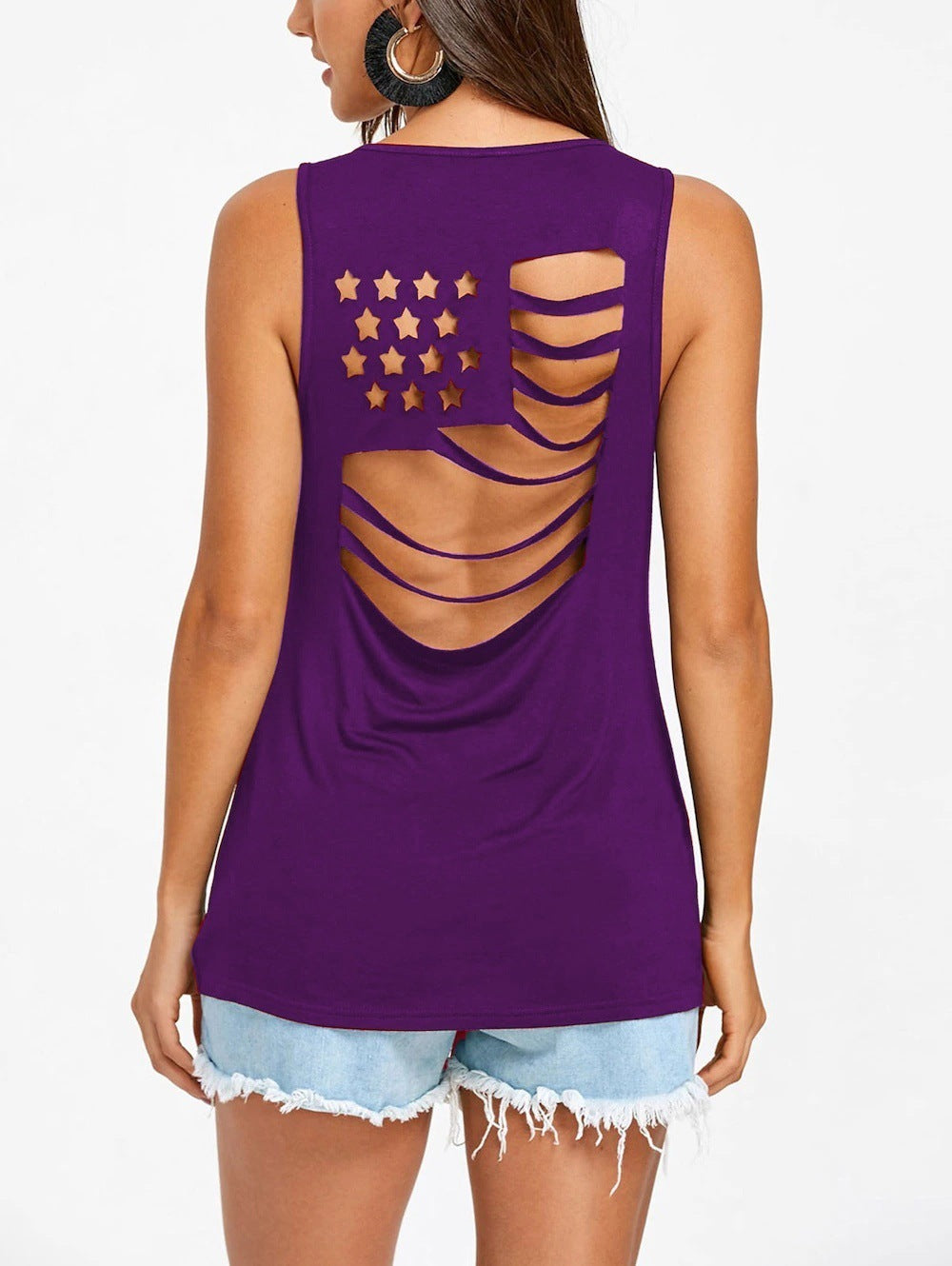 Solid Color Cutout Tank Top