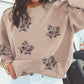 Oversize Sequin Bow Patched Corded Sweatshirt
