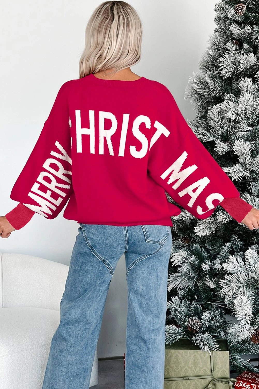 CHRISTMAS Drop Shoulder Loose Sweater