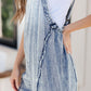 Light Wash Frayed Exposed Seam Wide Leg Denim Overall