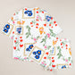 Ricrac Trim Floral Short Sleeve Shirt and Shorts Outfit