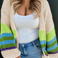 Color Block Crochet Open Front Plus Size Cardigan