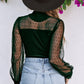 Sheer Dotty Long Sleeve Ribbed Velvet Bodysuit