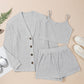 3 Pcs Crop Tank Top Shorts with Cardigan Lounge Set