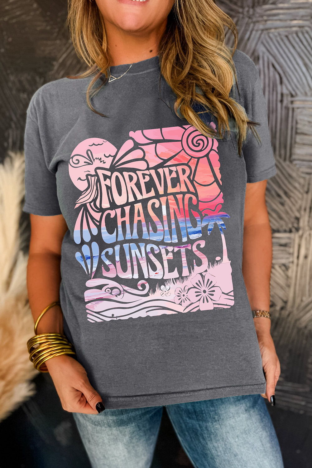 FOREVER CHASING SUNSETS Graphic Summer T Shirt