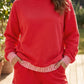 Gingham Trim Baggy Pullover 2pcs Short Set