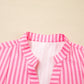 Stripe Flare Sleeve Half Placket Tiered Flowy Mini Dress