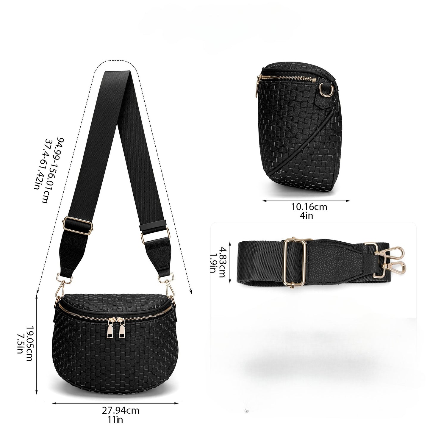 Trendy Woven Checkered Crossbody Bum Bag for Women