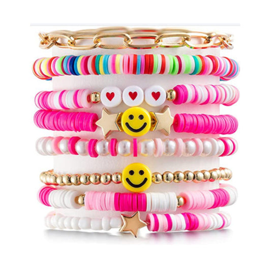 Colorful Clay Fruit Smiley Beaded Bracelet - KOC