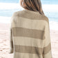 Striped Color Block Brushed Knit Bow Tie Front Sweater Cardigan