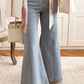 High Waist Button Zip Fly Bell Bottom Jeans