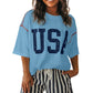 USA Graphic Half Sleeve Loose Ribbed Top