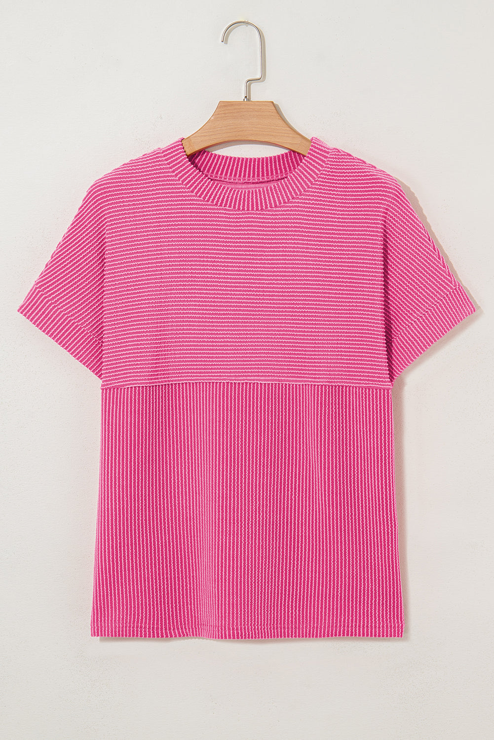 Corded Knit Mock Neck T Shirt