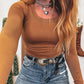 Solid Color Long Sleeve Fitted Top