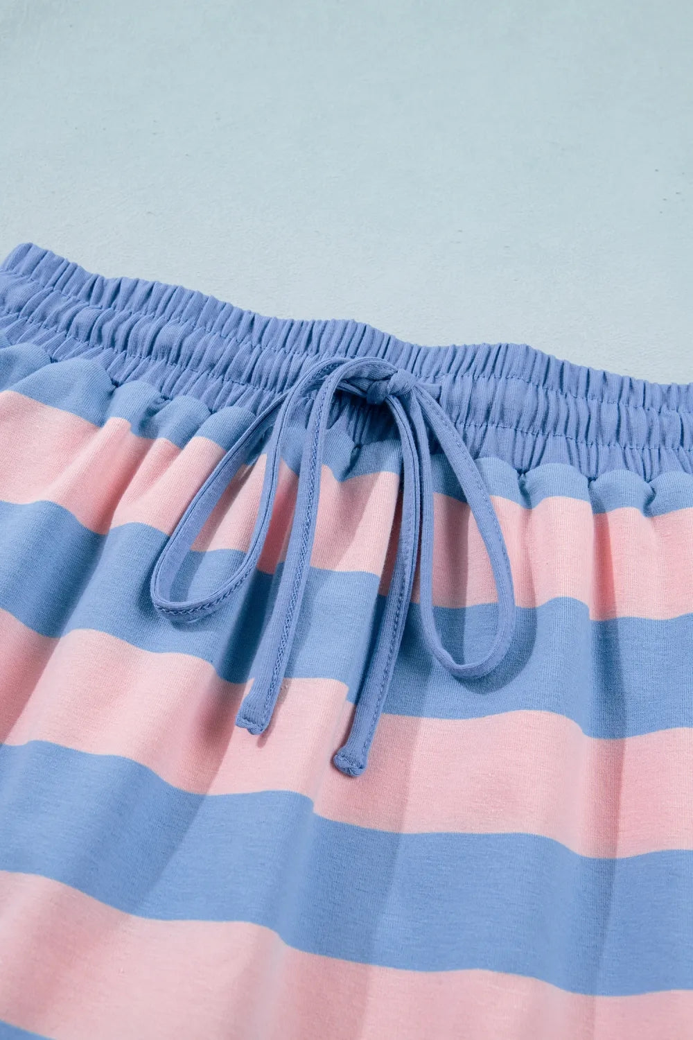 Stripe Dolman Tee Drawstring Skort Athletic 2pcs Set