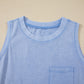 Mineral Wash Patched Chest Pocket Casual Tank Top