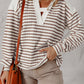 Textured Hooded V Neck Casual Long Sleeve Top