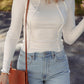 Exposed Seam Ribbed Knit Slim Fit Long Sleeve Top