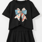 American Flag Inspired Bow Print Relaxed Tee and Skort 2pcs Outfit