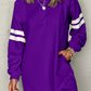 Varsity Contrast Banded Sleeve Shift Sweatshirt Dress