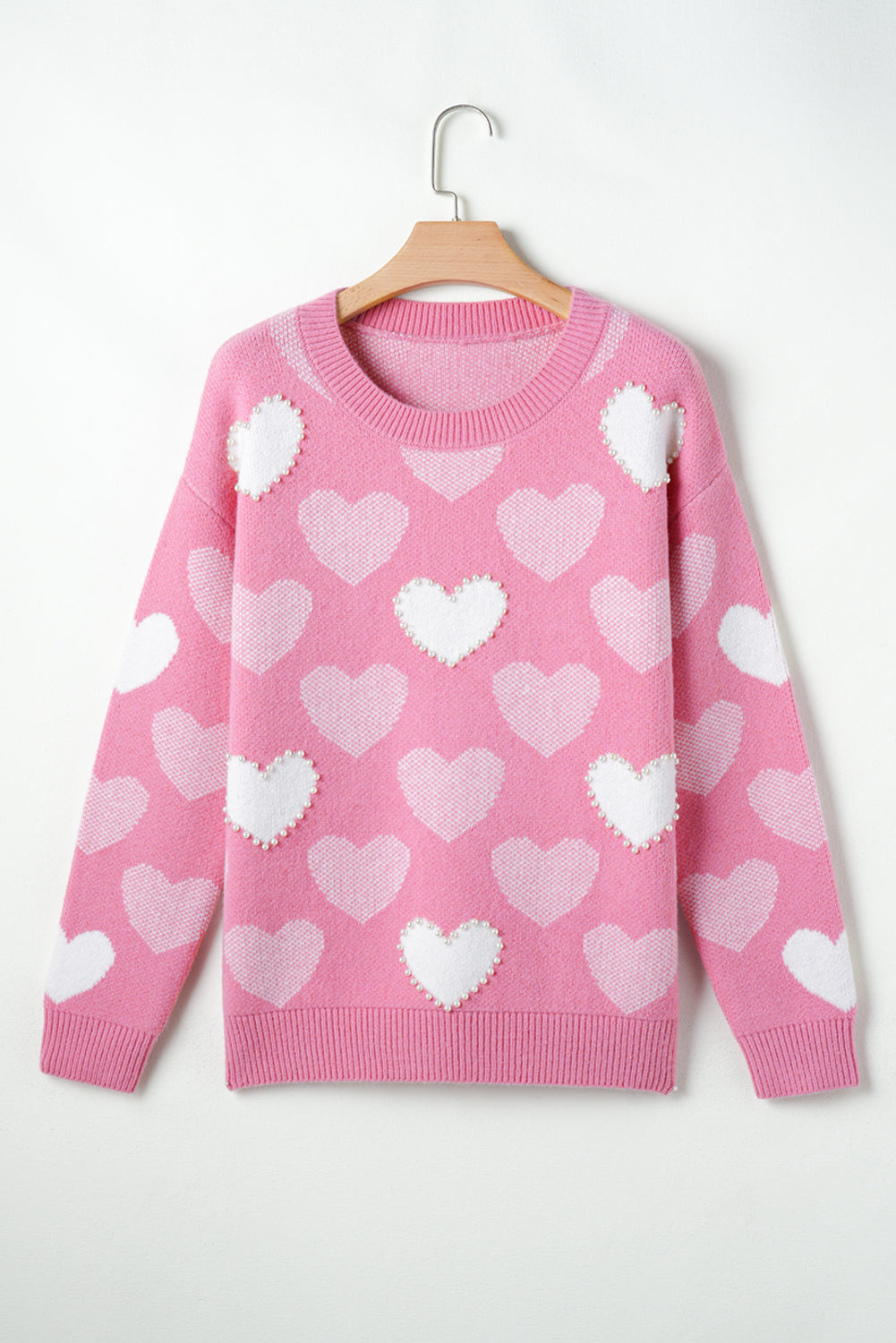 Pearl Heart Print Sweater