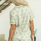 Floral Print Contrast Pipping Short Pajamas Set