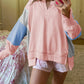 Exposed Seam Color Block Patchwork Slit Cuffs Oversize Sweatshirt