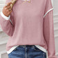 Trim Knit Drop Shoulder Loose Top