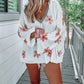 Floral Print Lightweight Knit Hooded Sweater