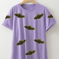 Sequin Halloween Bat Patched Casual T Shirt