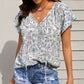 V-neck Short Sleeve Fashion Print Fantasy Fluttering Blouse
