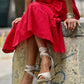 V Neck Flutter Sleeve Smocked Bodice High Waist Ruffle Maxi Dress