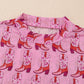 Cowgirl Boots Printed Mock Neck Long Sleeve Mesh Top