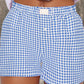 Gingham Printed High Waist Shorts