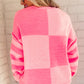 Checkered Striped Sleeve Sweater