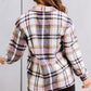 Geometric Plaid Print Pocketed Shacket